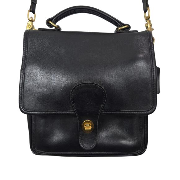 Vintage Coach 325 Shoulder Bag Handbag Turnlock Leather Black Made in USA #927 - Picture 1 of 12